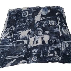 Rare All Stars Cinema Classic Hollywood Film Black/White Sheer Scarf 14" x 56"